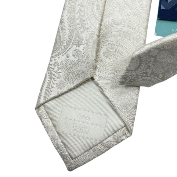 🆕MOSS 1881 Ivory Paisley Silk DESIGNER Tie - Picture 4 of 4